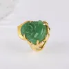 Clusterringen Groen Zwart Wit Etnische Imitatie Jade Relief Maitreya Boeddha Ring Voor Vrouwen Boeddhistisch Geloof Hand Sieraden Verjaardag Gelukssteen