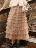 Women Skirts High Waist Slim Layered Cake Skirt For Women Autumn Winter New Fashion Thousand Layer Mesh Long Skirt 2024