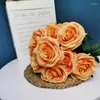 Decoratieve bloemen Kunstrozen Boeket Eettafel Zijde Nep Simulatie Nederlandse Roze Oranje Roos Haldecoratie Bloem