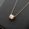 New Arrive Fashion Classic Lady 316L Titanium steel 18K Plated Gold Necklaces With Double Rows Strip-type Diamond Pendant 3 Color204V