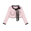 Women's Jackets Fragrant Pink Short Coat Autumn 2023 Unique Ladies Sweet Outwear