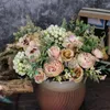 Dekorative Blumen, 1 Stück, 5 Köpfe, europäischer Stil, Rose, künstliche Pfingstrose, Blumenstrauß, Zuhause, Hochzeit, Dekoration, Wohnzimmer, Tischdekoration, Fake