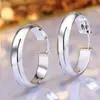 Plated sterling silver Fashion round wide earrings DJSE595 size 3 4X0 7CM;women's 925 silver plate Hoop & Huggie jewelry earr237p