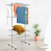 Hangers Stainless Steel Drying Rack Foldable Feet Four-layer Pulleys Movable Space-saving Household Clothes Storage Supplies