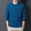 Camisolas masculinas homens lã engrossar 2023 outono inverno manga longa o-pescoço meio penteado homem cashmere pullovers quentes