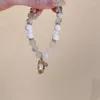 Strand Minar Handmade Multicolor Natural Stone Crystal Simulated Pearl Beads Cross Beaded Elastic Bracelet For Women Accessories