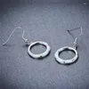 Dangle Earrings Simple Trendy Round Circle White Blue Opal Stone Drop Punk Silver Color Hook For Women Wedding