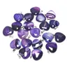 Pendentif Colliers 50pcs Pierre Naturelle Stripe Agates Coeur Forme Violet Vert Bleu Cristal Guérison Gems Bijoux Fabrication Boucle D'oreille Collier