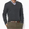 Suéteres para hombres Otoño Hombres Algodón Pequeño Caballo Suéter Manga larga Jersey Punto V-Cuello y O-Cuello