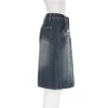 Jupes Summer Street Fashion Slim Couleur Solid Poche Cargo Denim Jupe Jeans Femme Vintage Y2k Vêtements Bleu S M L