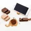 Keychains Solid Wood Mobile Phone Holder Keychain Personality Multifunctional Wooden Keyring Pendant Lovely Elephant Key Chains For Women