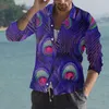 Chemises décontractées pour hommes Summer Hawaiian pour hommes 3D Imprimer Peacock T-shirt à manches longues Plage surdimensionné Tops Tee Shirt Homme Harajuku Vêtements