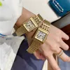 Orologi da polso di marca di moda Donna Ragazza Numeri romani Quadrante rettangolare Stile Serbatoio in acciaio con logo Orologio CA 120