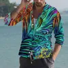 Chemises décontractées pour hommes Summer Hawaiian pour hommes 3D Imprimer Peacock T-shirt à manches longues Plage surdimensionné Tops Tee Shirt Homme Harajuku Vêtements