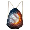 Kopplingspåsar 2023 Burning Fire Soccer Football DrawString Bag Male String ryggsäck Bulk för resekvinnor Anpassad makeup Bolsos Mujer