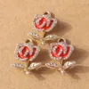 Charms 10pcs 13x22mm Chic Crystal Rose Flower For Jewelry Making Earrings Necklace Pendants DIY Crafts Supplies