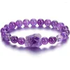 Brin XSMNatural améthyste perlé bracelet pour femmes Reiki guérison cristal énergie Quartz Bracelet 8mm perles de pierre rondes extensible