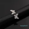 Fashion Classic 4 Four Leaf Clover Open Butterfly Band Rings S925 Silver 18K Guld med diamanter för Womengirls Valentine's M314X