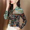 Sweet Casual Printed Silk Shirt for Women Spring Autumn Designer Lapel Classic Button Up Shirts Elegant and Youth 2023 Office Ladies Plus Size Satin Bluses and Tops