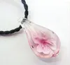 Pendant Necklaces Wholesale 6pcs Handmade Murano Lampwork Glass Flower Water Drop Fit For Necklace Gifts LL34