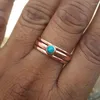 Cluster Rings Huitan Bohemian Style Imitation Turquoise Women Ethnic Vacation Party Aesthetic Finger Accessories Lady Drop Ship Jewelry