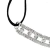 Choker Fashion Women Rhinestone Necklace & Pendant Long Rope Chain Statement Vintage Velvet Crystal Accessories Jewelry