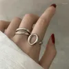 حرف أوضاع على شكل O Oval Mornow 925 Sterling Silver Fild Ring قابل للتعديل للنساء المجوهرات الهندسية غير المتماثلة بالكامل 12827