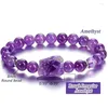 Strand Xsmnatural Ametyst Bracele dla kobiet Reiki Healing Crystal Energy kwarc Bransoletka 8 mm okrągłe kamienne koraliki