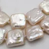 Chaînes Bijoux Superbe collier de perles baroques de pièce carrée blanche de 10 mm 16,5-17 pouces