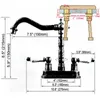 Banyo Lavabo muslukları cilalı altın pirinç güverte monte çift çapraz tutamaklar 4 "Orta delik iki delikli musluk döner mikser musluklar mnf262