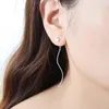 Dingle örhängen 925 Silver Needle Tassel Chain Star Drop For Women Girls Straight Hanging Earings Party Jewelry EH2028