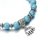 Bracelets de charme Bracelet en cristal de guérison en pierre naturelle pour femmes extensible perlé réglable Yoga éléphant Turquoise