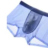 Underbyxor Mens Ice Silk Boxer Briefs andningsbara bekväma shorts Bulge RUNPANT SEXY SHEAND SHEER Underwear Elastic Man Panties