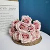 Decoratieve bloemen Kunstrozen Boeket Eettafel Zijde Nep Simulatie Nederlandse Roze Oranje Roos Haldecoratie Bloem