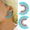 Boucles d'oreilles en cristal scintillant en forme de C pour femmes, grand, tendance, luxe, charme, déclaration inhabituelle, accessoires de bijoux de fête