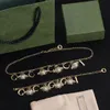 Alfabetbij en parel hangerarmband, ketting, messing materiaal designer sieraden, modeset, Valentijnsdag, Kerstmis, cadeau