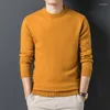 Camisolas masculinas homens lã engrossar 2023 outono inverno manga longa o-pescoço meio penteado homem cashmere pullovers quentes