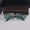 Sunglasses Vazrobe Rimless Green Stone Male Women Anti Eye Dry Reflection Oversized Sun Glasses For Female Natural Mineral Lens