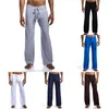 Pantalon de sport décontracté pour hommes, couleur unie, cordon de serrage, taille élastique, coupe ample, pantalon de Yoga, sommeil, gymnastique, survêtement, pyjama de salon