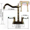 Badrumsvaskkranar Antik mässingsdäck monterade dubbla keramiska handtag 4 "mitthål Två hålbassängen kran Svivelblandare TAPS MNF259