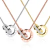 Luxury jewelry designer 18K rose gold necklace and pendant stainless steel Roma Number double pendant fashion jewelry232m