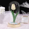 Decorative Objects Figurines Eternal Flower Nightlight Tulip Glass Cover Decoration Christmas Valentine's Day Women's Birthday Gift Fake 230928