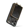 Retro Crossbody Zipper Vogue Połączenie telefoniczne na iPhone 15 14 13 12 11 Pro Max Samsung Galaxy S23 Ultra S22 S21 Plus wielokrotne gniazda karty skórzane ścieżki