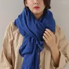 Szaliki Koreańskie duże bawełniane lniane osłona szyi ciepły szal Kobiet zimowy cykl wiatrówny jedwabny szalik monochromaty