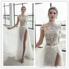 2023 Spitze Abendkleider High Neck Cap Sleeve Slit abiti Lange Prom Kleider vestidos A-linie Prinzessin Land Kleid plus Größe