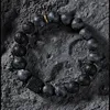 Link Armbänder Block Vulkanischen Lava Stein Armband Männer Schwarz Klassisch Matte Obisidian Labradorit Perlen Schmuck Frauen Geburtstag Geschenk Für