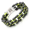 Nero Verde Arancione Argento Blu Uomo Donna Bracciale a catena da bici Acciaio inossidabile Biker Bicicletta Catena a maglie per moto Punk Gioiello pesanter239w