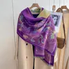 Foulards Automne Hiver Multicolore Peinture à l'huile Fleur Rectangle Écharpe Femmes Mode Gland Chaud Châle