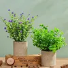 装飾的な花人工ユーカリフラワープラント盆栽小さな木シミュレーションポット偽のテーブルポット装飾品庭の装飾