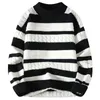 Pulls pour hommes Automne Hiver Pulls à col rond Mode Pull rayé Hommes Preppy Style Chaud Casual Tricoté Pull Pulls2024